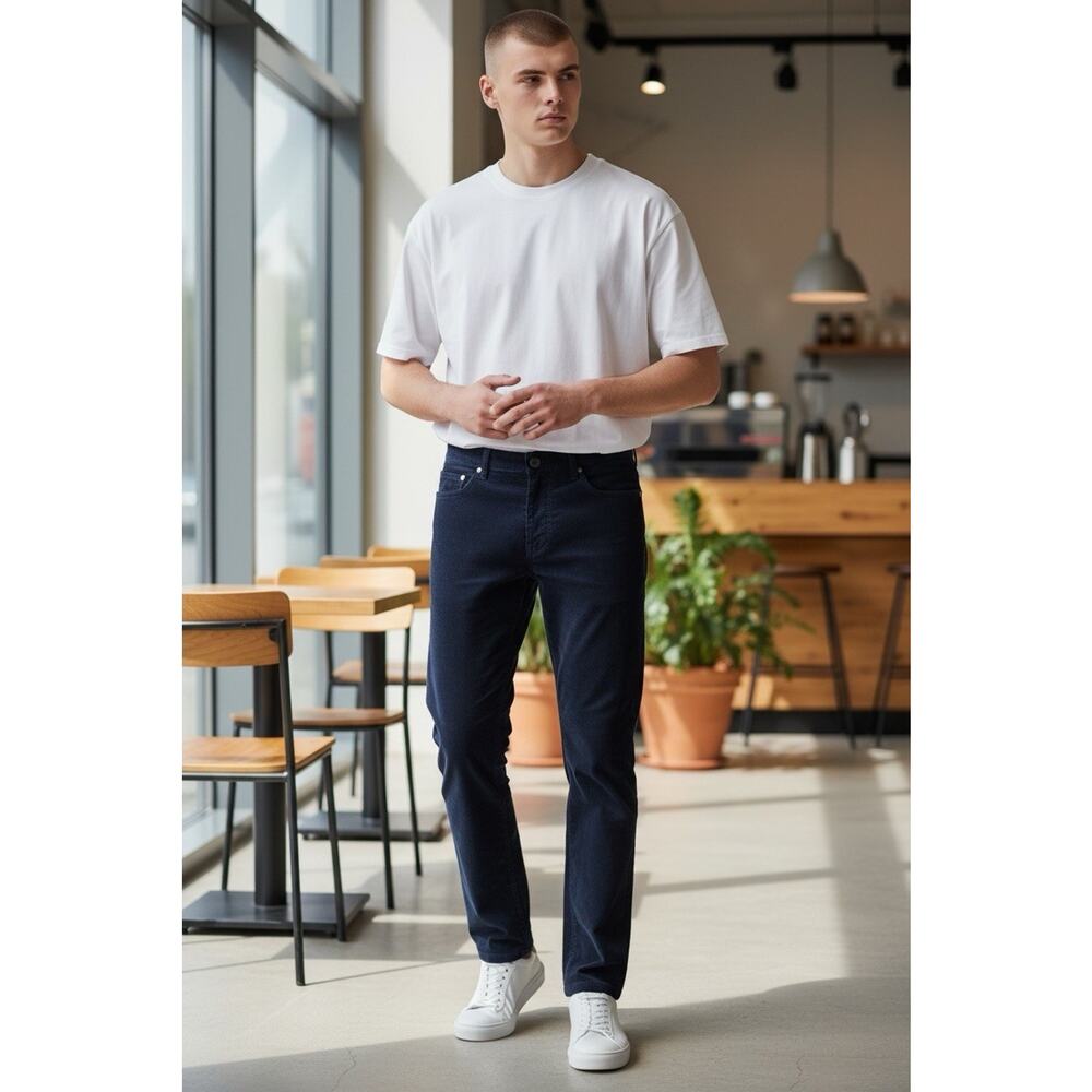 Alfani Mens Corduroy Pants Size 32x30 Color Navy Blue Five-Pocket Cotton Import